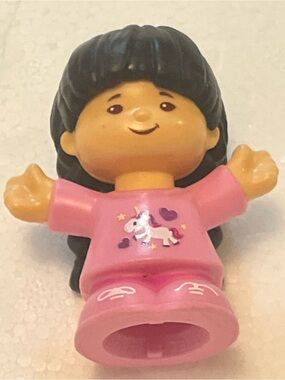 Little People Asian girl with black hair braids part of Schoolbus Play-set